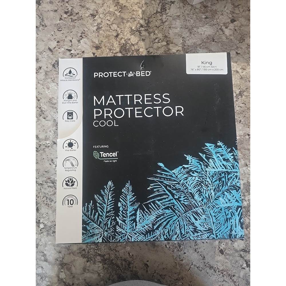 NEW Protect-A-Bed Tencel Cool Waterproof Mattress Protector Dust Mite King NIB